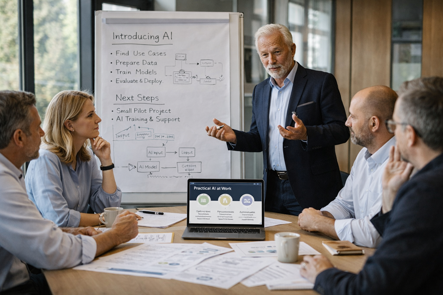 KI und AI Einführung im Unternehmen — Potenzialanalyse, Pilotprojekte, Mitarbeiterschulung